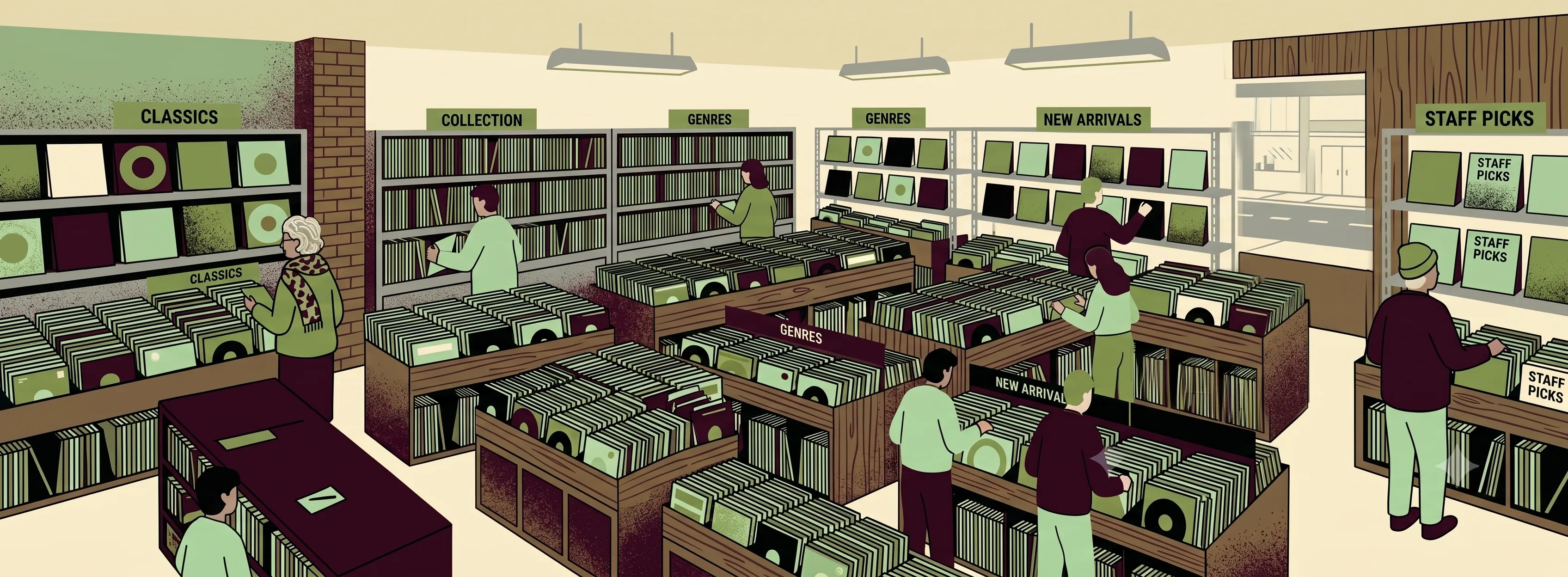 Vinyl record store illustration